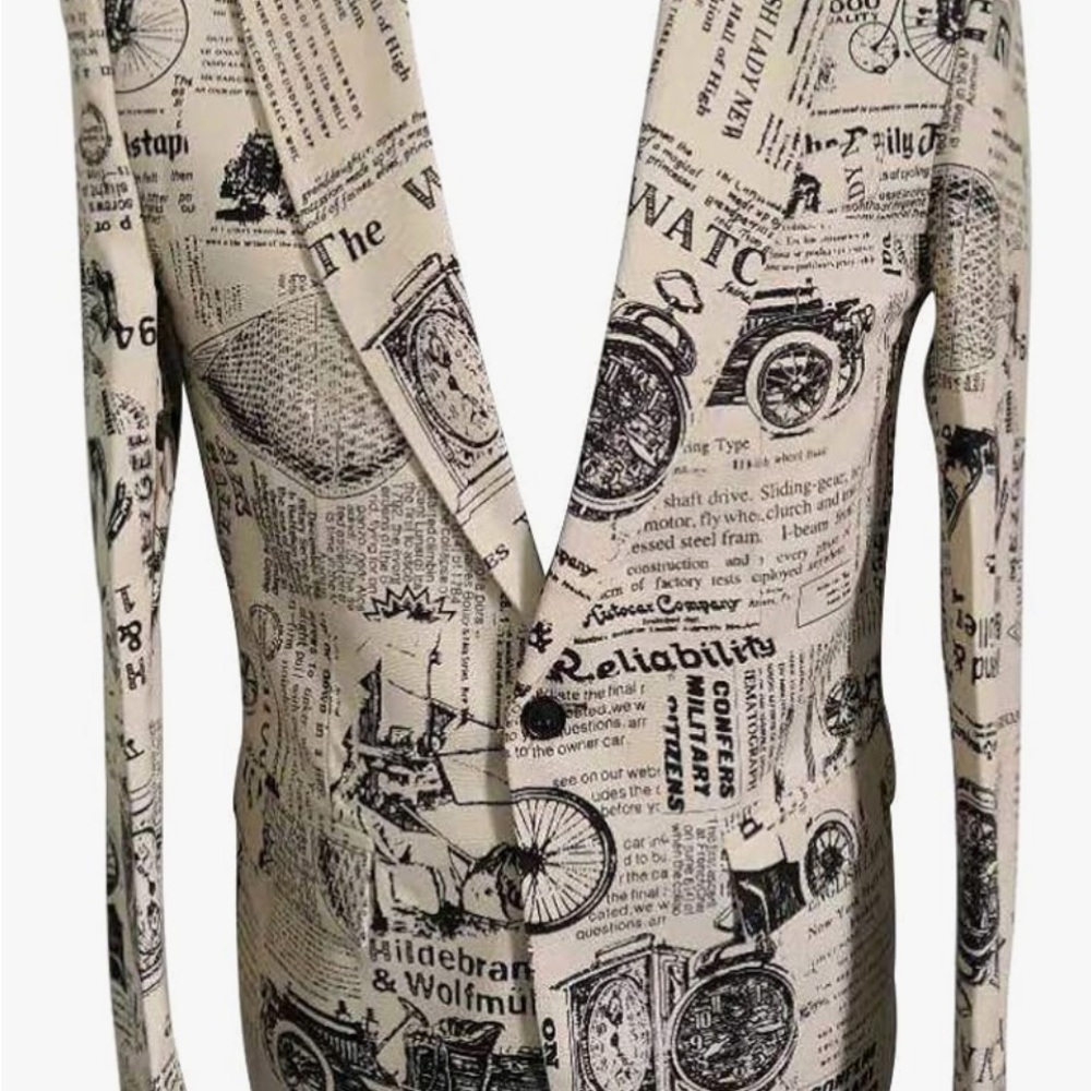 Vintage Newspaper Print Blazer